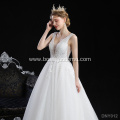 Customized lace women tulle embroidery beading bridal gowns white bridal wedding dress with court train